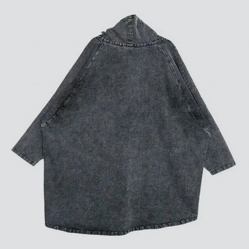 Pull-on grey women's jeans coat