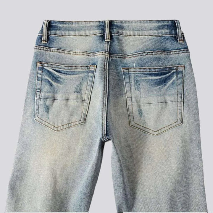 Black patch knees men's skinny jeans