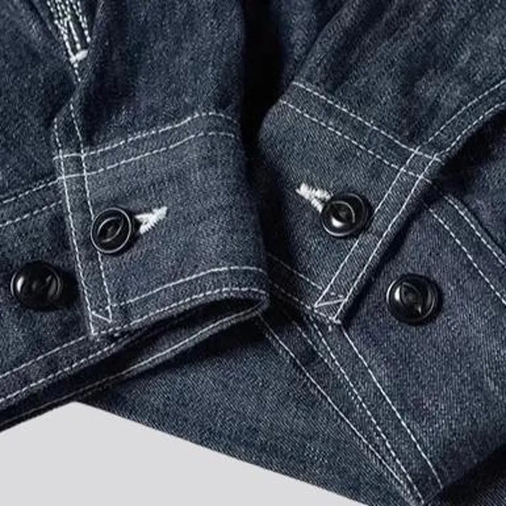 Raw pattern regular fit denim jacket for men