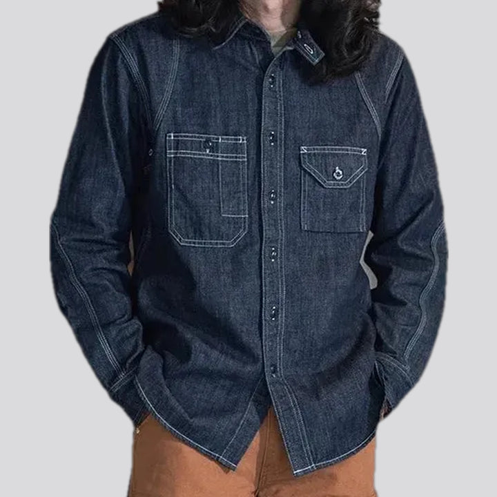 Comfortable average fit worker men's denim shirt