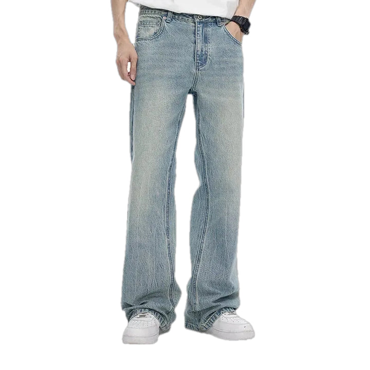 Roomy Sanded Men's Jeans - Light Blue