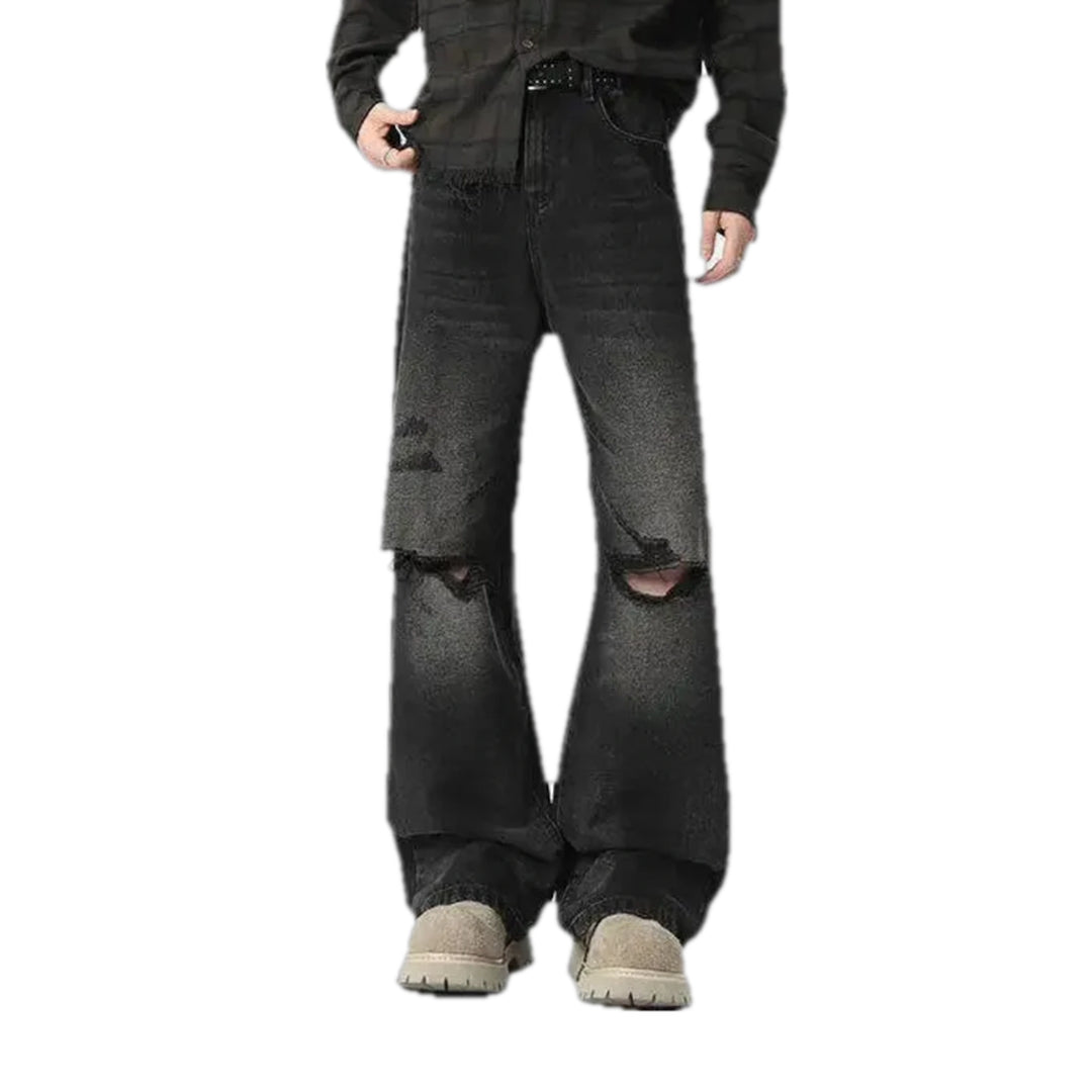 Midweight Distressed Jeans for Men - Black