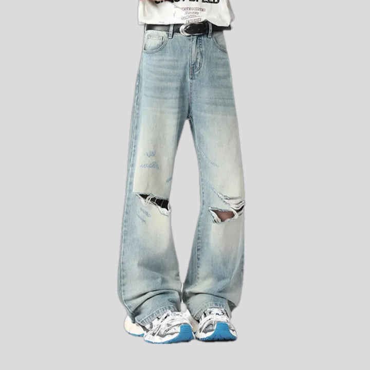 Midweight distressed jeans for men