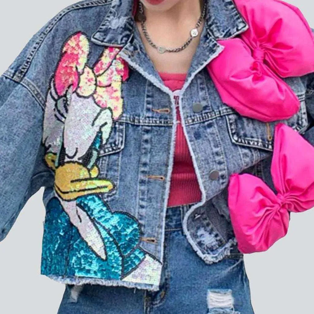 Ribbon jean jacket for women | Jeans4you.shop