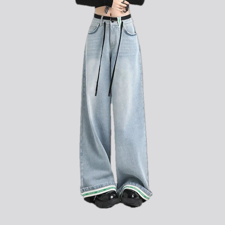 Light pattern baggy jeans for women