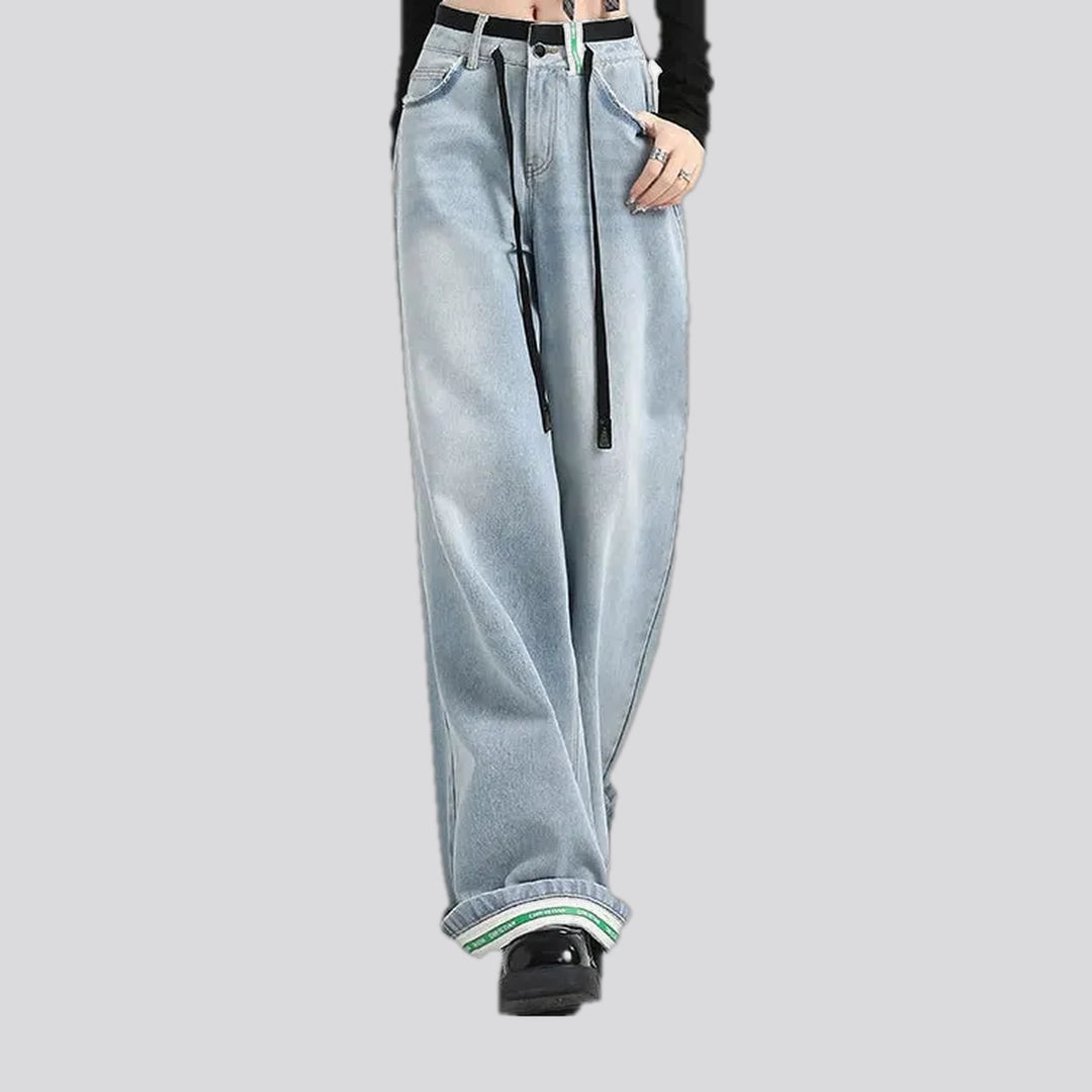 Light pattern baggy jeans for women